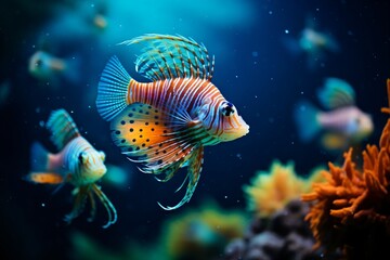 Obraz premium Fish in the dark ocean