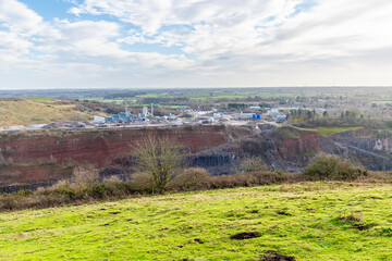 A view from Croft Hill towards Croft Quarry and Huncote Nature reserve in Leicestershire, UK on a bright sunny day © Nicola