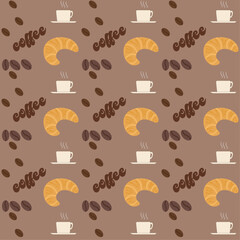 a repeating pattern of coffee and pastry