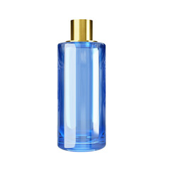 Perfume packaging glass blue with gold cap bottle