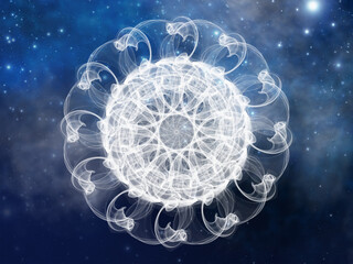 Fototapeta premium Mandala fleur de lumière plasma dans le ciel étoilé