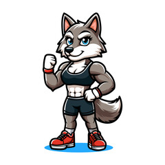 Wolf wears sportswear. Vector illustration