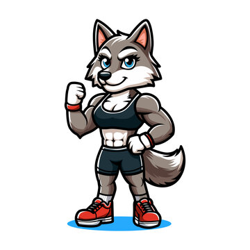 Wolf wears sportswear. Vector illustration