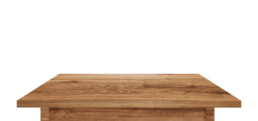 Light empty wooden tabletop isolated on white background