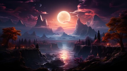 a painting of a fantasy landscape