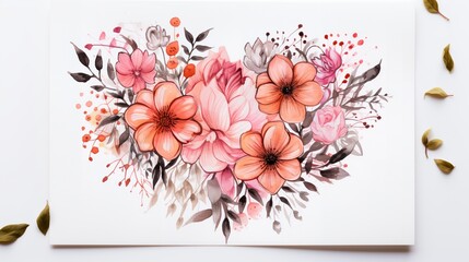 a white paper with pink flowers