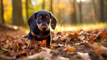 A dachshund puppy with vibrant colors generative ai - obrazy, fototapety, plakaty