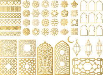 Arabic Oriental Vector Elements. Arabian Ornament. Digital Clipart. Traditional Pattern - obrazy, fototapety, plakaty