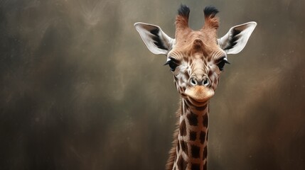 A giraffe calf with soft spots, highlighting its long and curious neck generative ai