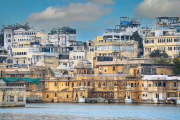 View of Udaipur city at lake Pichola in the morning, Rajasthan, India