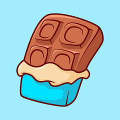 Vector cute Chocolate Bar illustration cartoon doodle flat colorful line art vector design isolated object icon