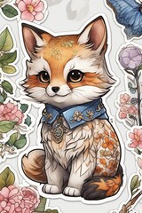 Ornate fox with floral accents and wise eyes