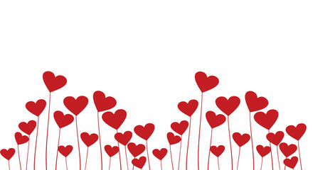 red hearts isolated on transparent background