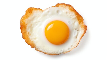 relistic Fried egg isolated on white background, top view, bright color light