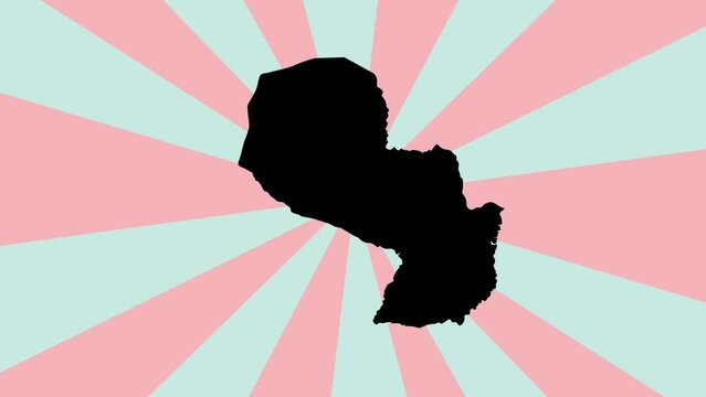 Paraguay map icon animation with rotating background