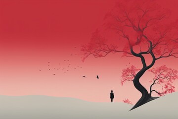 Abstract minimalistic landscape wallpaper