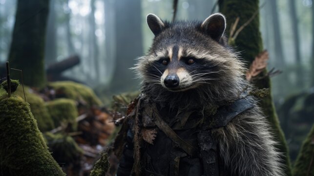 A raccoon with detailed fur generative ai