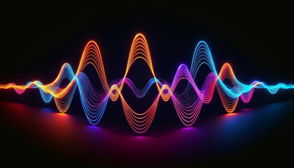 Vibrant Neon Sound Wave Trio - Diverse Audio Frequencies Abstract