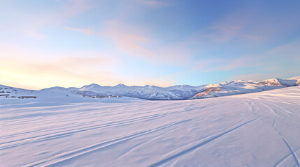 Naklejka na ściany i meble beauty of an empty ski slope in the morning light