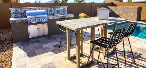 BBQ Station And Tall Tables With Stools