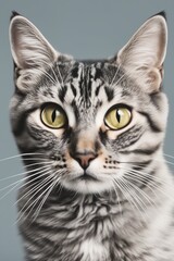 Fototapeta premium Expressive tabby cat with striking yellow eyes