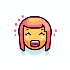 logo design for a girl playing mouth organ,cute,pixel art,8bit,simple ,vivid, minimal,flat,front view, white background