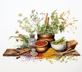 A Colorful Array of Spices and Herbs