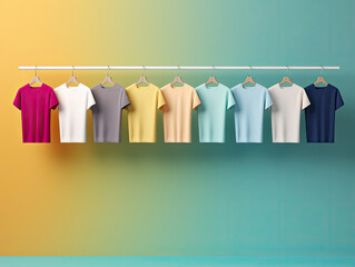 A Colorful Array of T-Shirts Hanging on a Clothes Line