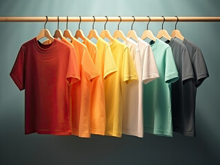 A Colorful Array of Shirts Hanging on a Clothes Rack
