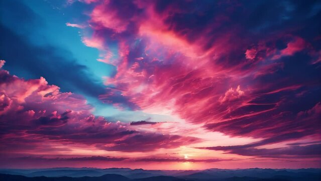 Stunning sunset pink sky
