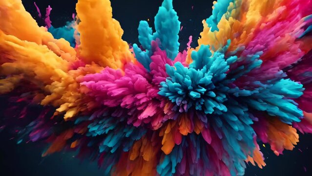 Color particle explosion, paint in water explosion