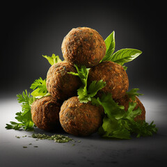 tasty falafels with a leafy green lettuce on transparent background created with Generative Ai