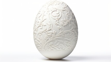  a close up of an easter egg on a white background with a floral design on the outside of the egg.