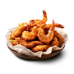 tasty deep fried seafood isolated on transparent background created with Generative Ai
