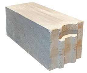 Aerated concrete block used to build houses on an isolated background.