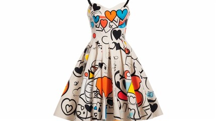 A playful and colorful sundress featuring a whimsical abstract print.