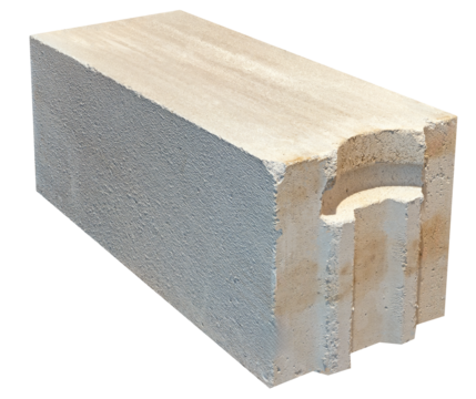 Aerated concrete block used to build houses on an isolated background.