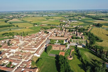 Fototapeta na wymiar Aerial view of UNESCO World Heritage site Sabbioneta, a fortified planned renaissance town in Italy