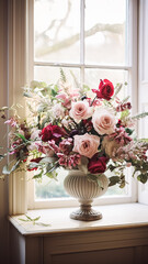 Fototapeta premium Floral arrangement with winter, autumn or early spring botanical plants and flowers