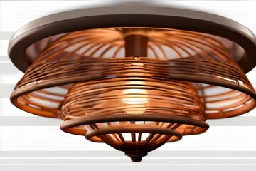 Rattan ceiling lamp, Elegant Wicker Ceiling lamp, light bulb isolated on transparent background PNG Generative Ai