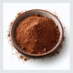 bowl of cocoa powder isolated on transparent background created with Generative Ai