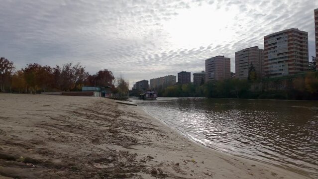 Pisuerga River as it passes through the Castilian city of Valladolid in Spain.