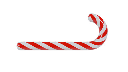 Candy cane in red white strip isolated on transparent and white background. Christmas concept. 3D render