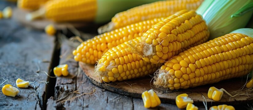 Raw Organic Yellow Seet Corn Ready to Cook. Creative Banner. Copyspace image