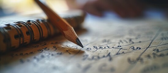 Pencil and example of solving advanced math problem. Creative Banner. Copyspace image