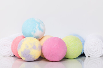 Colorful dissolving balls for taking a spa bath, close-up