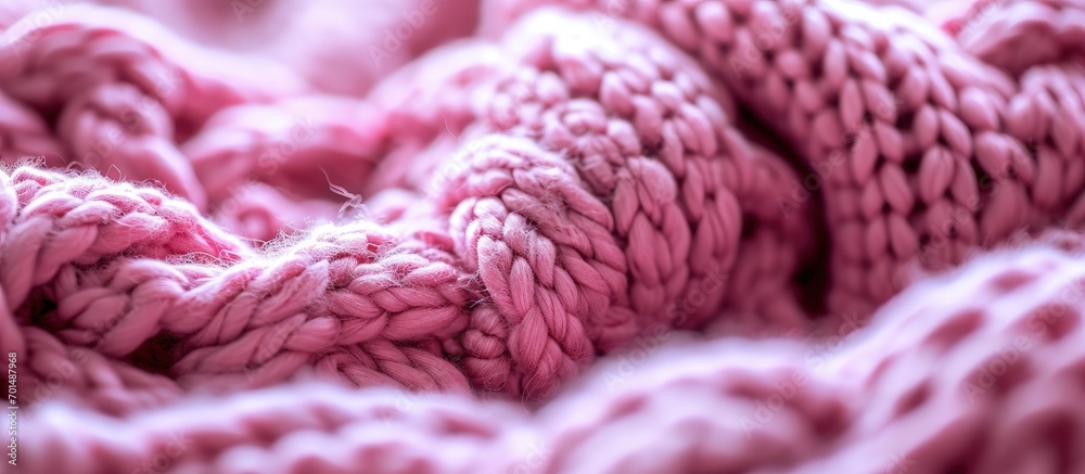 Poster super chunky knitted background knitted structure viva magenta. creative banner. copyspace image