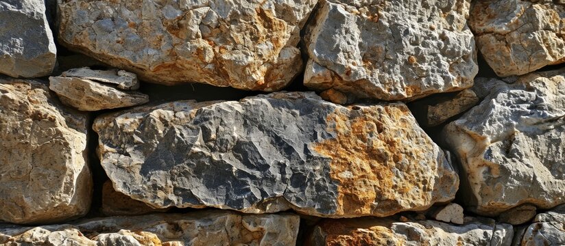 Stone wall texture from dolomite stones. Creative Banner. Copyspace image