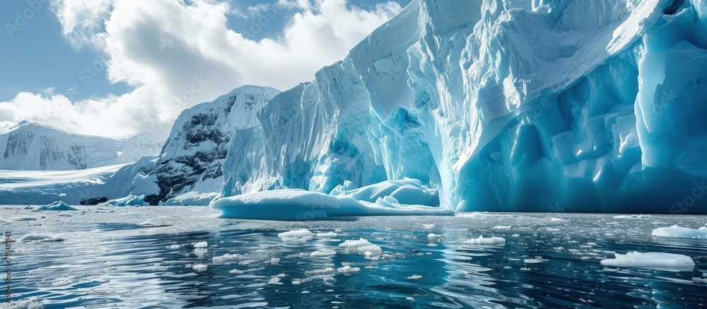 Aufkleber view to drake passage from the edge of a melting glacier on king george island in antarctica. creati