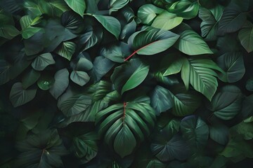 A captivating photo showcasing a background of lush leaves, embodying aesthetic minimalism.Generative Ai